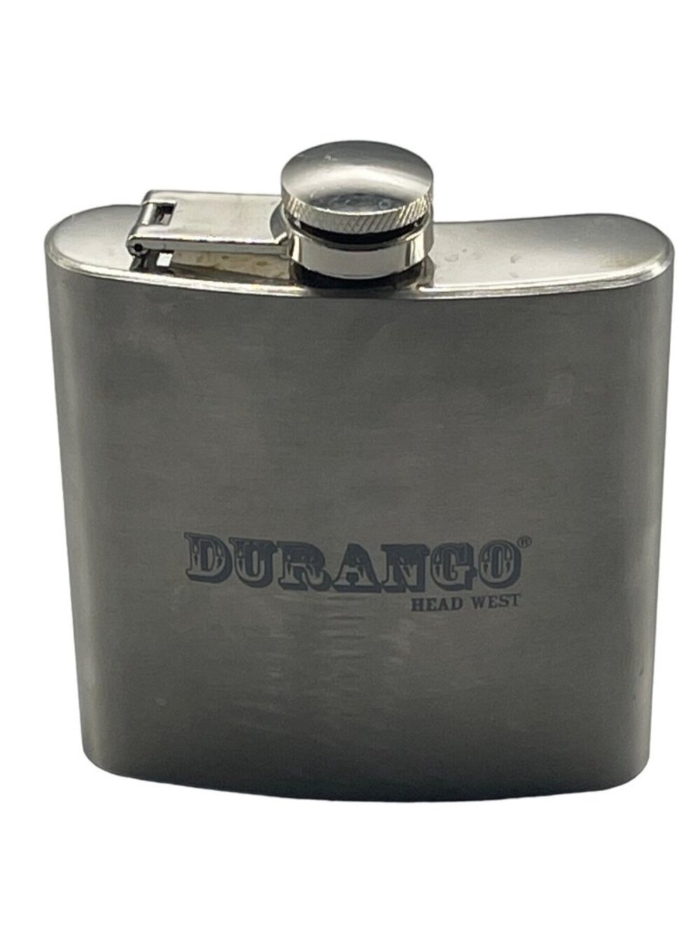 durango head west Stainless steel 6oz flask 3 3/4" tall barware READ